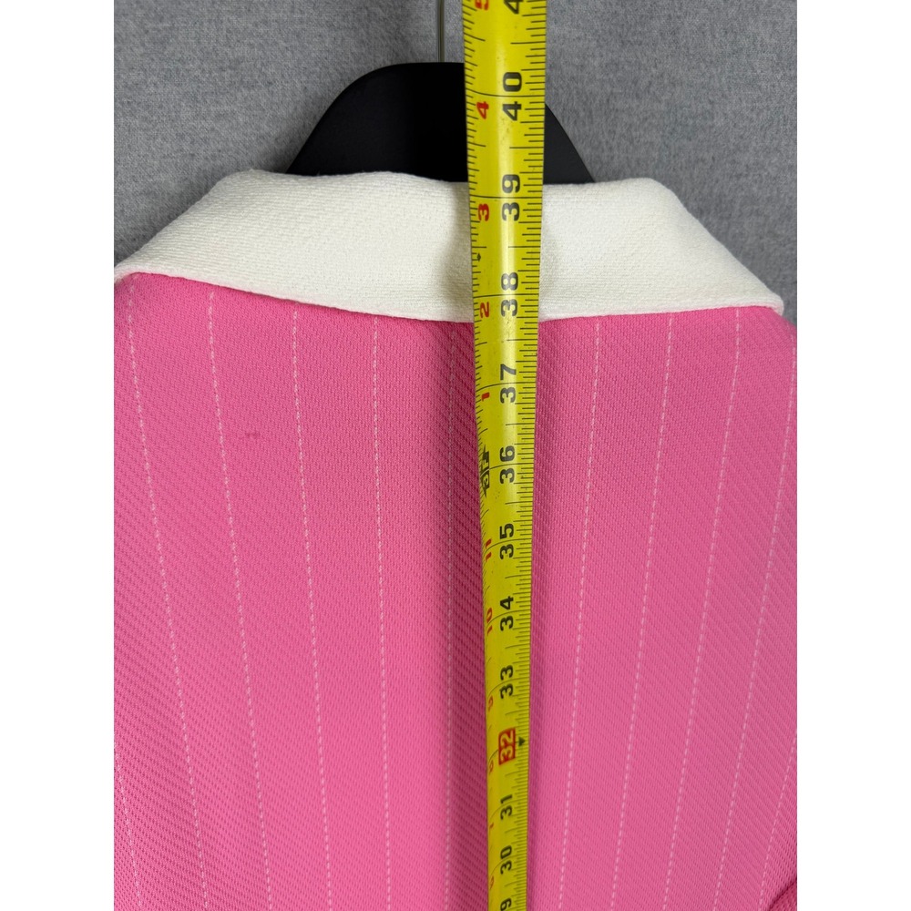 Vintage Pink Pinstripe Mod Shirt Dress White Collar Contrast Mini Retro 60s 70s - Picture 5 of 9